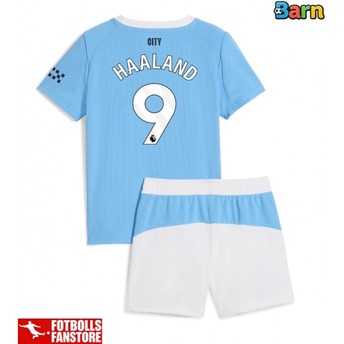 Manchester City Erling Haaland #9 Hemmatröja Barn 2025-26 Kortärmad (+ Korta byxor)