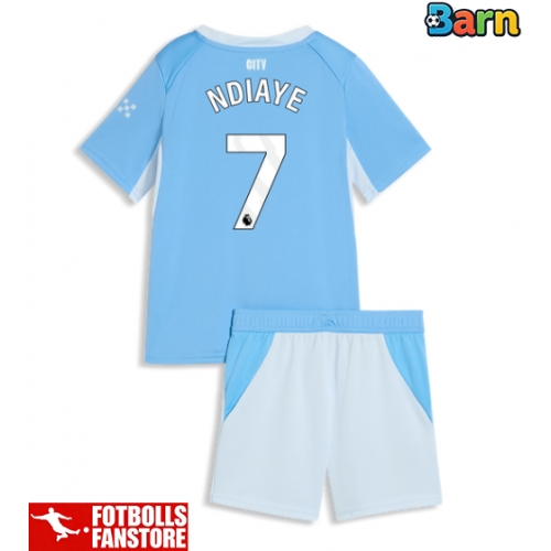 Manchester City Iliman Ndiaye #7 Hemmatröja Barn 2026-27 Kortärmad (+ Korta byxor)