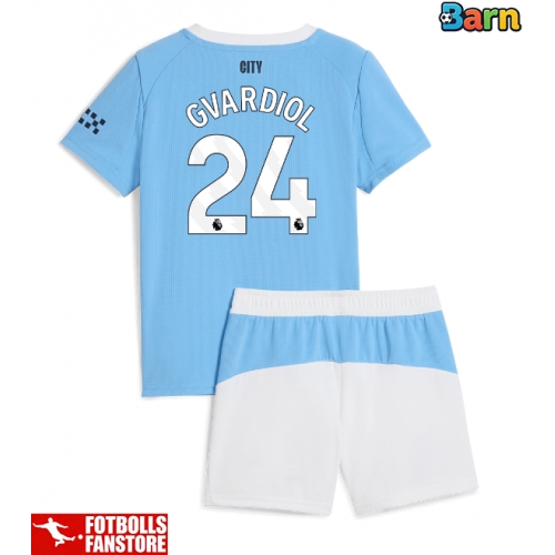 Manchester City Josko Gvardiol #24 Hemmatröja Barn 2025-26 Kortärmad (+ Korta byxor)