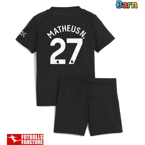 Manchester City Matheus Nunes #27 Bortatröja Barn 2025-26 Kortärmad (+ Korta byxor)