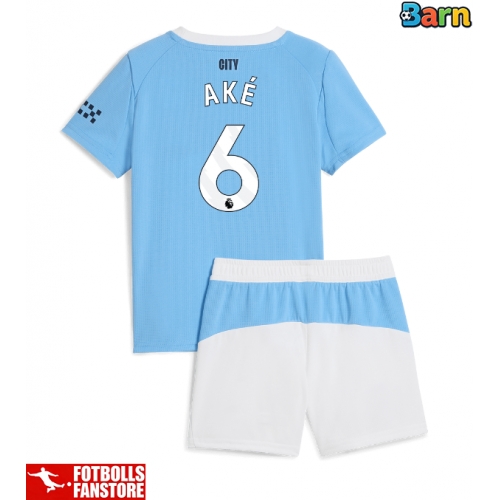 Manchester City Nathan Ake #6 Hemmatröja Barn 2025-26 Kortärmad (+ Korta byxor)