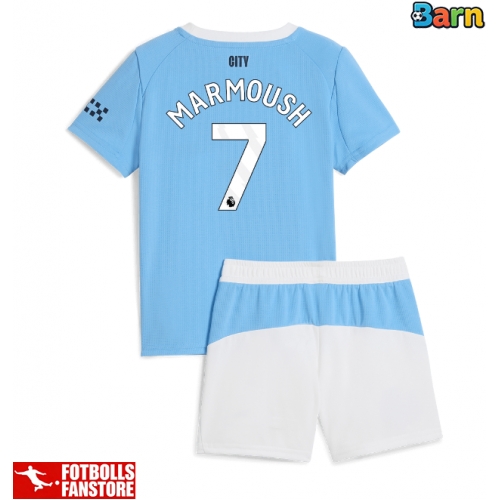 Manchester City Omar Marmoush #7 Hemmatröja Barn 2025-26 Kortärmad (+ Korta byxor)