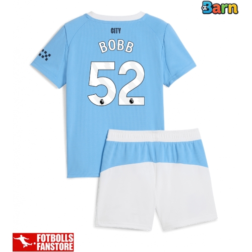 Manchester City Oscar Bobb #52 Hemmatröja Barn 2025-26 Kortärmad (+ Korta byxor)