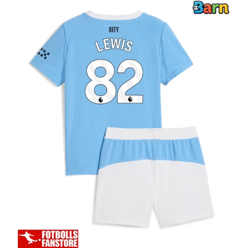 Manchester City Rico Lewis #82 Hemmatröja Barn 2025-26 Kortärmad (+ Korta byxor)