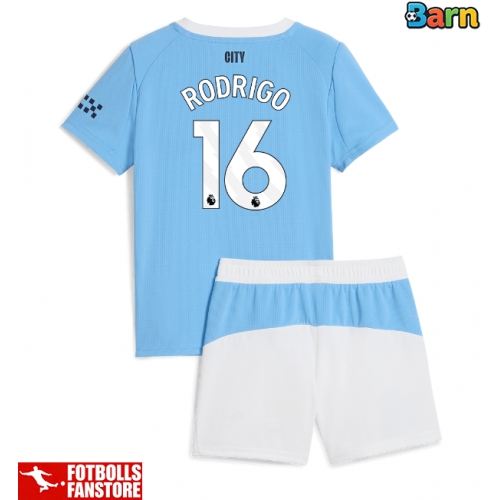 Manchester City Rodri Hernandez #16 Hemmatröja Barn 2025-26 Kortärmad (+ Korta byxor)