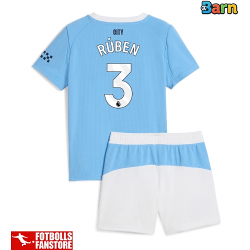 Manchester City Ruben Dias #3 Hemmatröja Barn 2025-26 Kortärmad (+ Korta byxor)