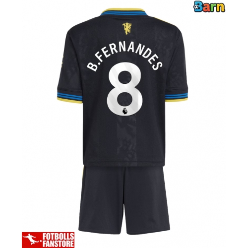 Manchester United Bruno Fernandes #8 Tredje Tröja Barn 2025-26 Kortärmad (+ Korta byxor)