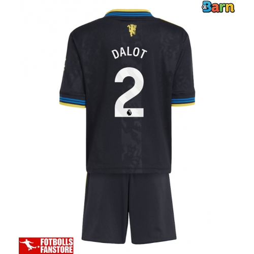 Manchester United Diogo Dalot #2 Tredje Tröja Barn 2025-26 Kortärmad (+ Korta byxor)