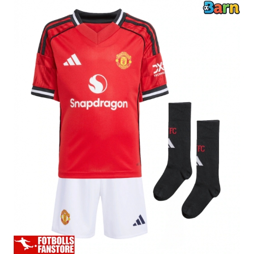 Manchester United Manuel Ugarte #25 Hemmatröja Barn 2025-26 Kortärmad (+ Korta byxor)