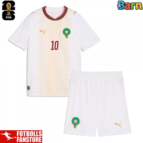 Marocko Brahim Diaz #10 Bortatröja Barn VM 2026 Kortärmad (+ Korta byxor)