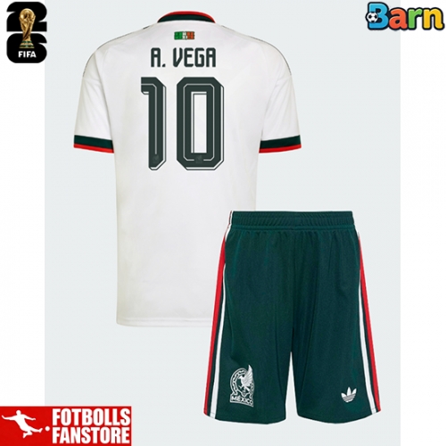 Mexiko Alexis Vega #10 Bortatröja Barn VM 2026 Kortärmad (+ Korta byxor)