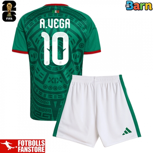 Mexiko Alexis Vega #10 Hemmatröja Barn VM 2026 Kortärmad (+ Korta byxor)