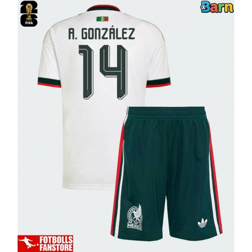 Mexiko Armando Gonzalez #14 Bortatröja Barn VM 2026 Kortärmad (+ Korta byxor)