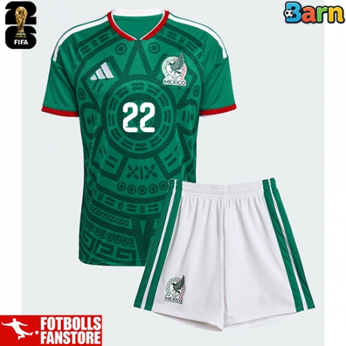 Mexiko Armando Gonzalez #14 Hemmatröja Barn VM 2026 Kortärmad (+ Korta byxor)