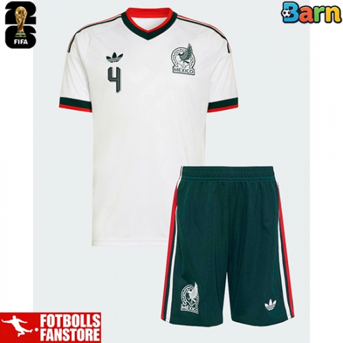 Mexiko Edson Alvarez #4 Bortatröja Barn VM 2026 Kortärmad (+ Korta byxor)