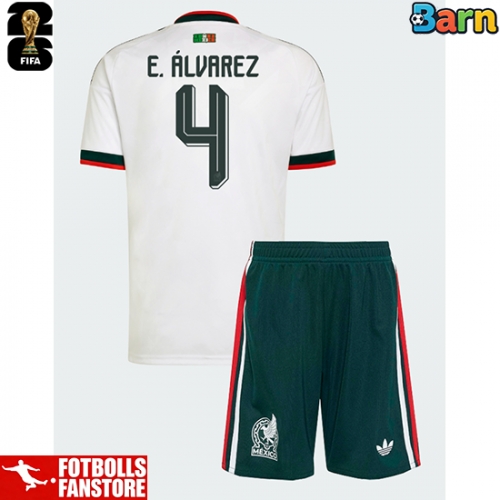 Mexiko Edson Alvarez #4 Bortatröja Barn VM 2026 Kortärmad (+ Korta byxor)