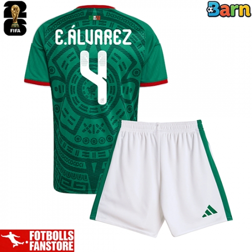 Mexiko Edson Alvarez #4 Hemmatröja Barn VM 2026 Kortärmad (+ Korta byxor)