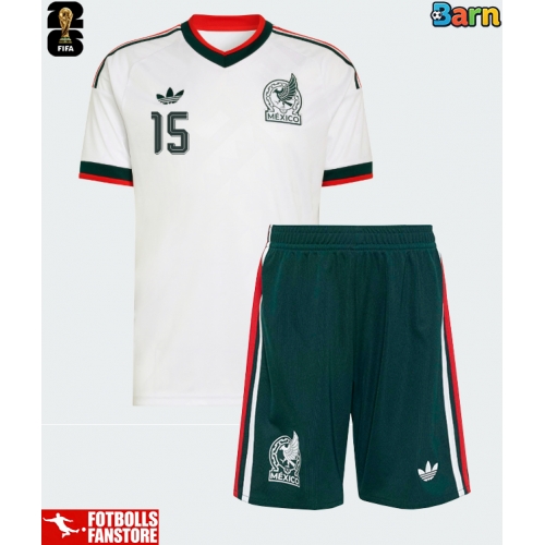Mexiko Israel Reyes #15 Bortatröja Barn VM 2026 Kortärmad (+ Korta byxor)