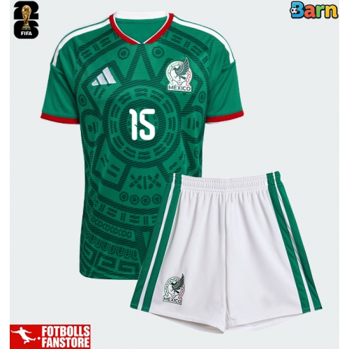Mexiko Israel Reyes #15 Hemmatröja Barn VM 2026 Kortärmad (+ Korta byxor)