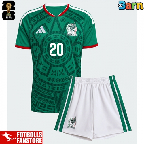 Mexiko Johan Vasquez #5 Hemmatröja Barn VM 2026 Kortärmad (+ Korta byxor)