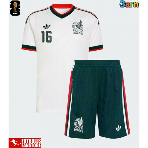 Mexiko Julian Quinones #16 Bortatröja Barn VM 2026 Kortärmad (+ Korta byxor)