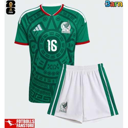 Mexiko Julian Quinones #16 Hemmatröja Barn VM 2026 Kortärmad (+ Korta byxor)