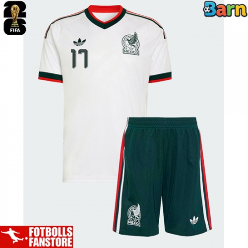 Mexiko Orbelin Pineda #17 Bortatröja Barn VM 2026 Kortärmad (+ Korta byxor)