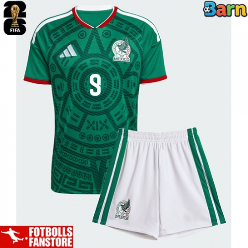 Mexiko Raul Jimenez #9 Hemmatröja Barn VM 2026 Kortärmad (+ Korta byxor)