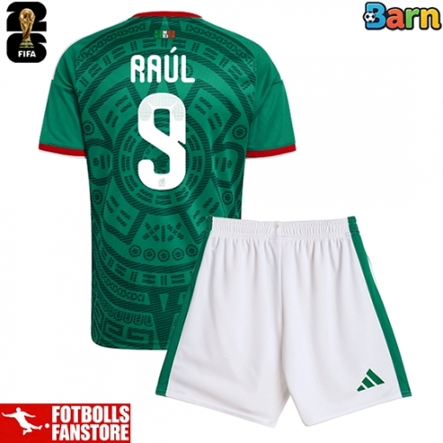 Mexiko Raul Jimenez #9 Hemmatröja Barn VM 2026 Kortärmad (+ Korta byxor)