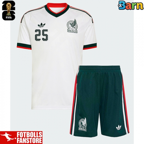 Mexiko Roberto Alvarado #25 Bortatröja Barn VM 2026 Kortärmad (+ Korta byxor)