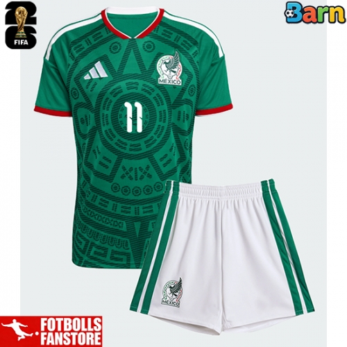 Mexiko Santiago Gimenez #11 Hemmatröja Barn VM 2026 Kortärmad (+ Korta byxor)