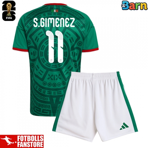 Mexiko Santiago Gimenez #11 Hemmatröja Barn VM 2026 Kortärmad (+ Korta byxor)