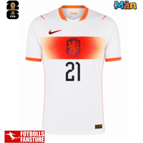 Nederländerna Frenkie de Jong #21 Bortatröja VM 2026 Kortärmad