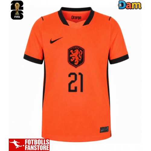 Nederländerna Frenkie de Jong #21 Hemmatröja Dam VM 2026 Kortärmad