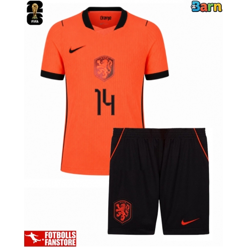 Nederländerna Tijjani Reijnders #14 Hemmatröja Barn VM 2026 Kortärmad (+ Korta byxor)