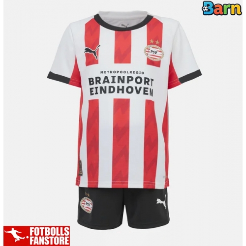 PSV Eindhoven Hemmatröja Barn 2025-26 Kortärmad (+ Korta byxor)