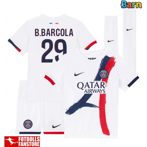 Paris Saint-Germain Bradley Barcola #29 Bortatröja Barn 2025-26 Kortärmad (+ Korta byxor)