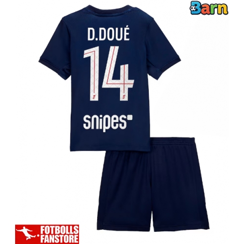 Paris Saint-Germain Desire Doue #14 Hemmatröja Barn 2025-26 Kortärmad (+ Korta byxor)