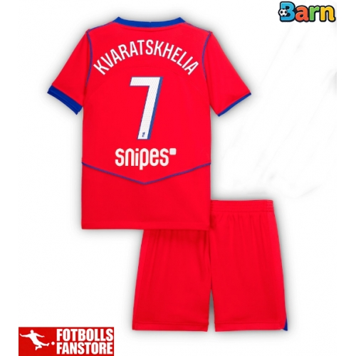 Paris Saint-Germain Khvicha Kvaratskhelia #7 Tredje Tröja Barn 2025-26 Kortärmad (+ Korta byxor)
