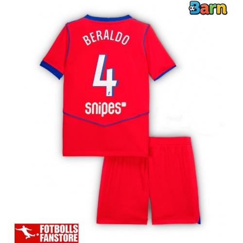 Paris Saint-Germain Lucas Beraldo #4 Tredje Tröja Barn 2025-26 Kortärmad (+ Korta byxor)