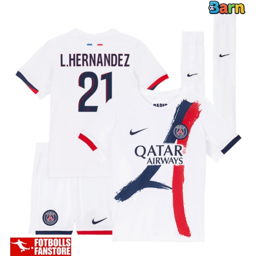 Paris Saint-Germain Lucas Hernandez #21 Bortatröja Barn 2025-26 Kortärmad (+ Korta byxor)