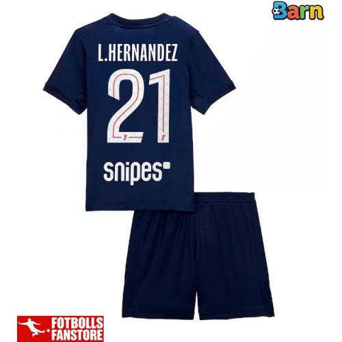 Paris Saint-Germain Lucas Hernandez #21 Hemmatröja Barn 2025-26 Kortärmad (+ Korta byxor)