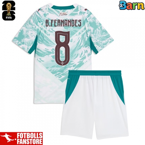 Portugal Bruno Fernandes #8 Bortatröja Barn VM 2026 Kortärmad (+ Korta byxor)