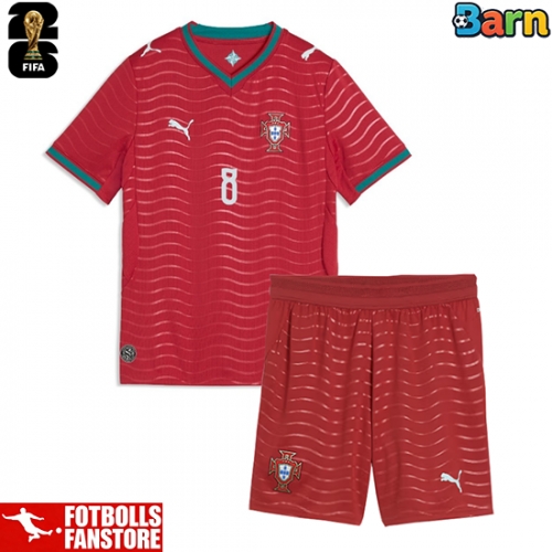 Portugal Bruno Fernandes #8 Hemmatröja Barn VM 2026 Kortärmad (+ Korta byxor)