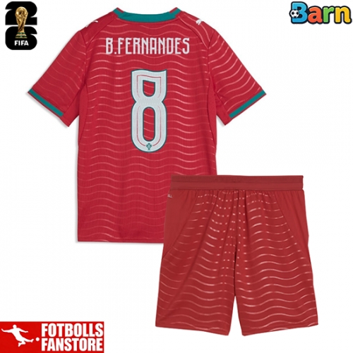 Portugal Bruno Fernandes #8 Hemmatröja Barn VM 2026 Kortärmad (+ Korta byxor)