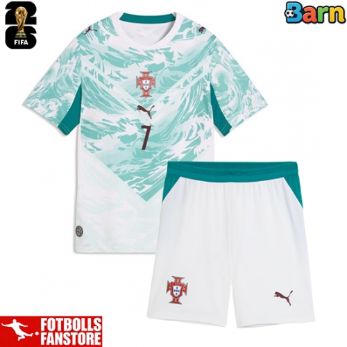 Portugal Cristiano Ronaldo #7 Bortatröja Barn VM 2026 Kortärmad (+ Korta byxor)
