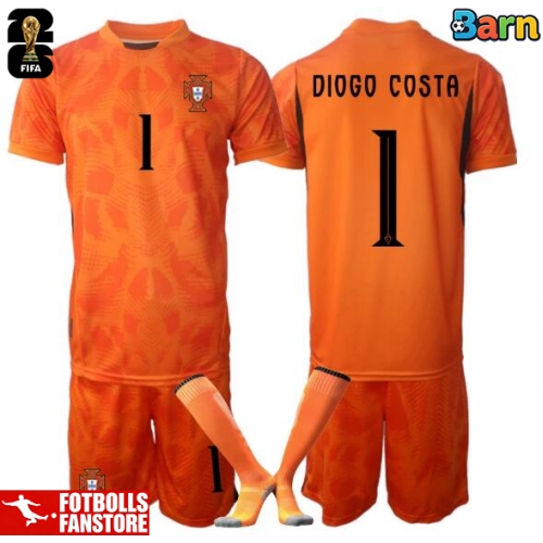 Portugal Diogo Costa #1 Målvakt Bortatröja Barn VM 2026 Kortärmad (+ Korta byxor)
