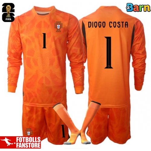 Portugal Diogo Costa #1 Målvakt Bortatröja Barn VM 2026 Långärmad (+ Korta byxor)