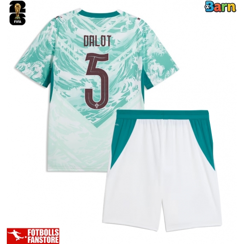 Portugal Diogo Dalot #5 Bortatröja Barn VM 2026 Kortärmad (+ Korta byxor)