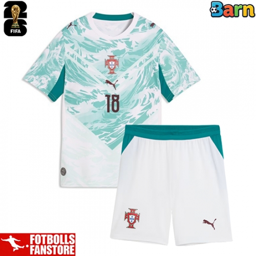 Portugal Pedro Neto #18 Bortatröja Barn VM 2026 Kortärmad (+ Korta byxor)
